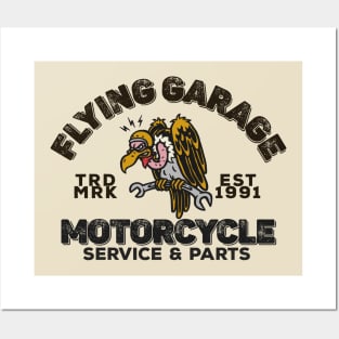 Flying Garage Motorcycle Shop Posters and Art